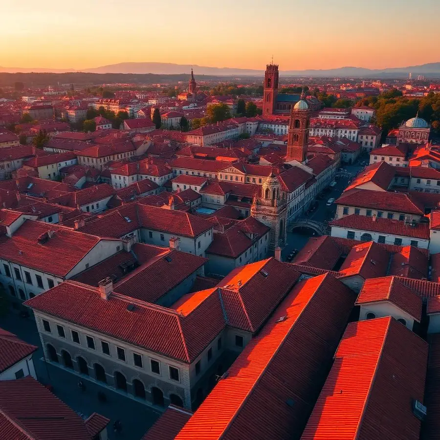 Vista turística de Bolonia, Italia